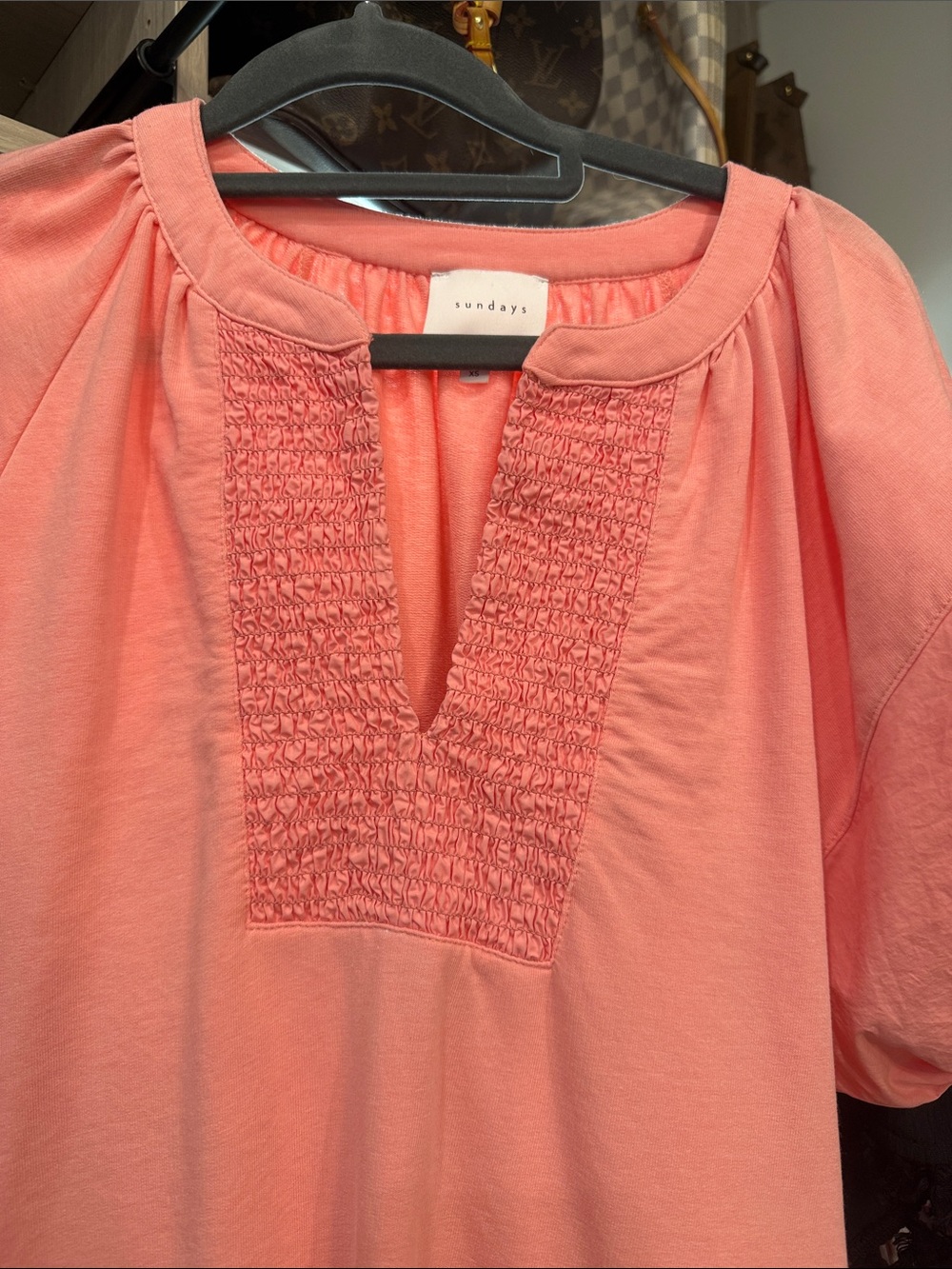 sundays Coral Mini Dress with Puff Sleeves - Picture 3 of 5